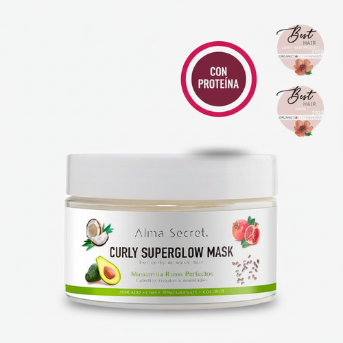 Curly Superglow Mask con sello arriba de la tapa